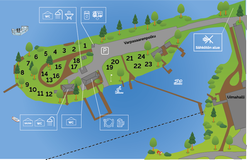 Aluekartta Vuoksen Kalastuspuisto